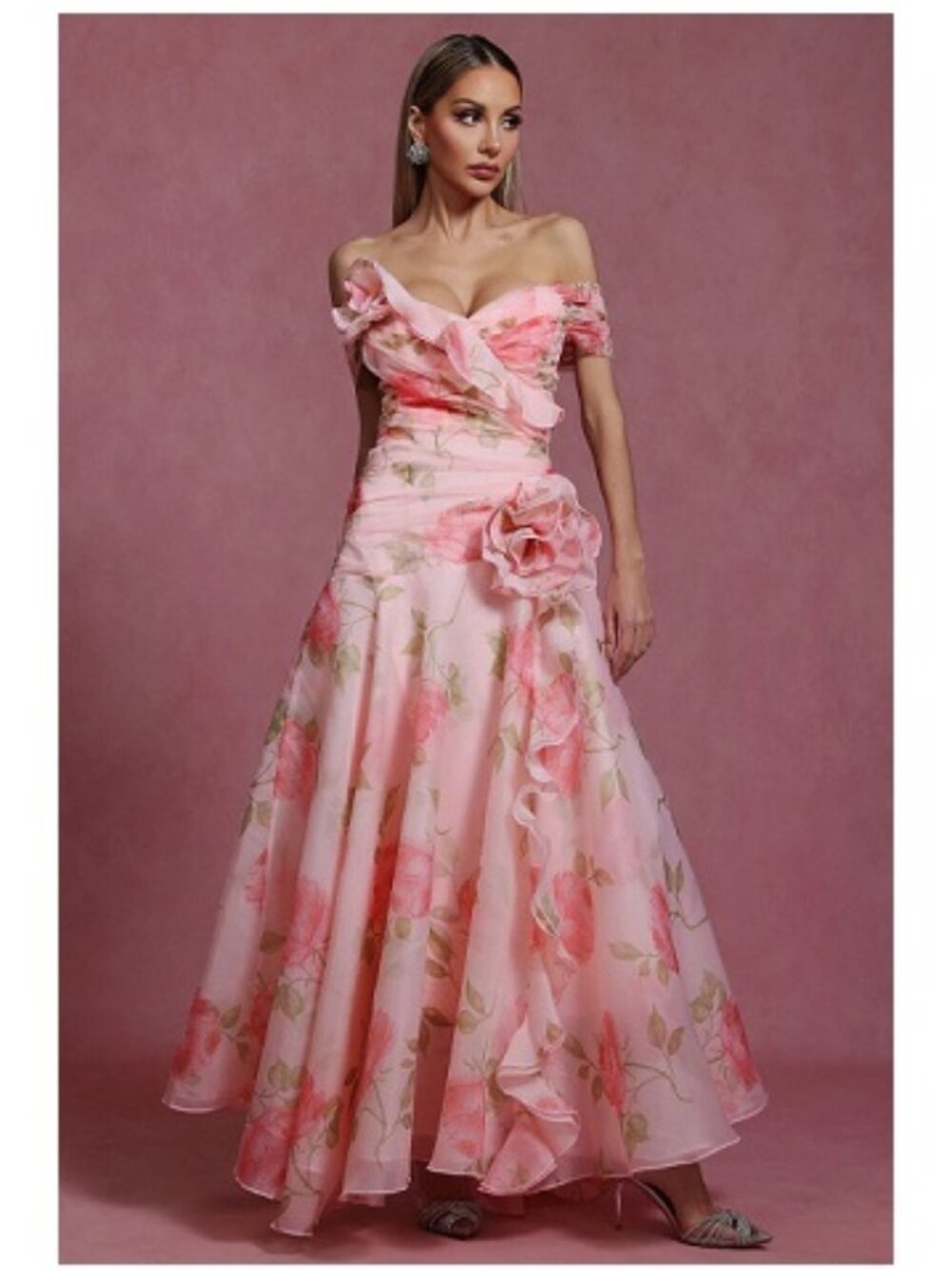 Sleeveless Flowers Flounce Maxi Dress NWT, Size 14/XL